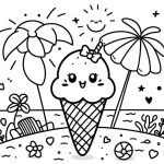 coloriage Glace Kawaii pour enfant