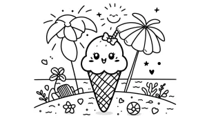 coloriage Glace Kawaii pour enfant