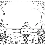 coloriage Glace Kawaii pour enfant de 8 ans