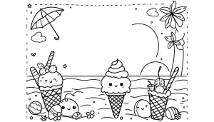 coloriage Glace Kawaii pour enfant de 8 ans