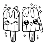 coloriage Glace Kawaii à imprimer gratuit