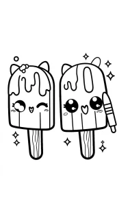 coloriage Glace Kawaii à imprimer gratuit