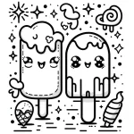coloriage Glace Kawaii gratuit à imprimer