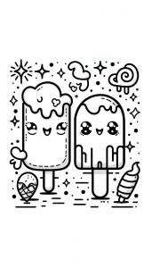 coloriage Glace Kawaii gratuit à imprimer