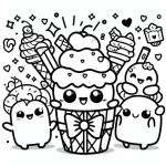 coloriage Glace Kawaii à imprimer pour enfant de 10 ans