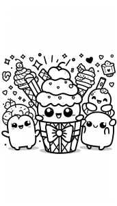 coloriage Glace Kawaii à imprimer pour enfant de 10 ans