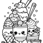 coloriage Glace Kawaii et apprentissage