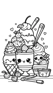coloriage Glace Kawaii et apprentissage