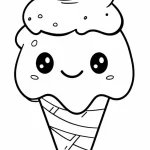 coloriage Glace Kawaii à imprimer pour enfant de 7 ans