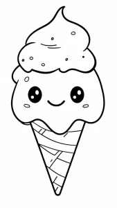 coloriage Glace Kawaii à imprimer pour enfant de 7 ans