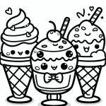 coloriage Glace Kawaii pour enfant de 8 ans