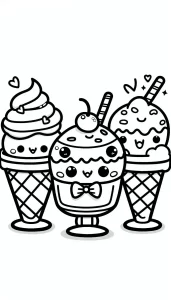 coloriage Glace Kawaii pour enfant de 8 ans