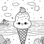 coloriage Glace Kawaii gratuit pour enfants