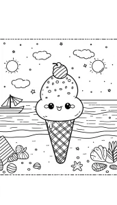 coloriage Glace Kawaii gratuit pour enfants
