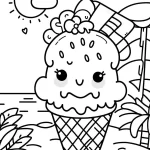 a imprimer coloriage Glace Kawaii gratuit