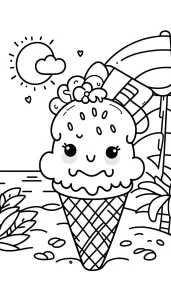 a imprimer coloriage Glace Kawaii gratuit