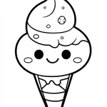 imprimer coloriage Glace Kawaii pour enfant