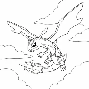 coloriage Rayquaza dans le ciel a imprimer gratuitement