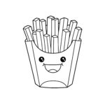 coloriage Un cornet de frites souriant pour enfants a imprimer gratuit