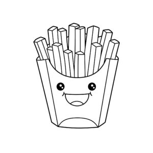 coloriage Un cornet de frites souriant pour enfants a imprimer gratuit