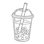 coloriage Un verre de Bubble Tea classique pour enfant de 4 ans