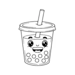 coloriage Un visage souriant sur un Bubble Tea à imprimer pour enfant de 2 ans