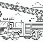 coloriage Camion de pompier educatif pour enfant