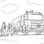coloriage Camion de pompier pour enfants a imprimer gratuit