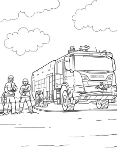 coloriage Camion de pompier pour enfants a imprimer gratuit
