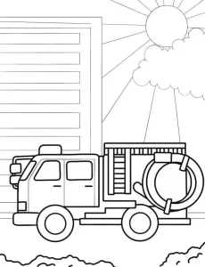 coloriage Camion de pompier pour enfant de 3 ans