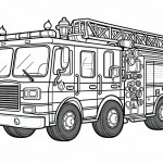 coloriage Camion de pompier a imprimer pour enfant de 4 ans