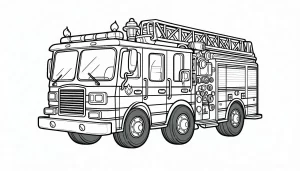 coloriage Camion de pompier a imprimer pour enfant de 4 ans