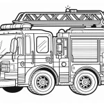 coloriage Camion de pompier pour enfant de 8 ans
