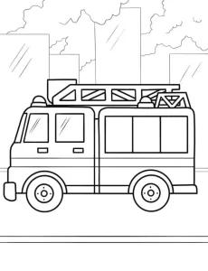 coloriage Camion de pompier pour enfant