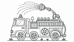 coloriage Camion de pompier à imprimer pour enfant de 9 ans