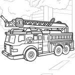 coloriage Camion de pompier et decoupage a imprimer gratuit