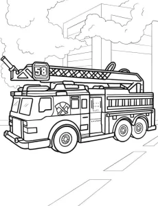 coloriage Camion de pompier et decoupage a imprimer gratuit