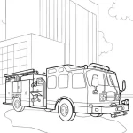 coloriage Camion de pompier et decoupage a imprimer gratuit