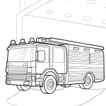 image pour coloriage Camion de pompier enfant