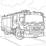coloriage Camion de pompier pour primaire