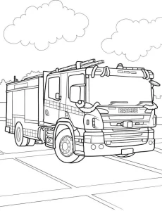coloriage Camion de pompier pour primaire