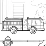 coloriage Camion de pompier a imprimer pour enfant de 4 ans