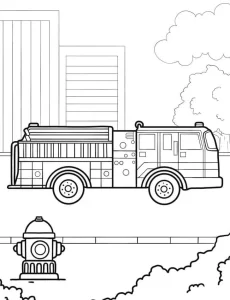 coloriage Camion de pompier a imprimer pour enfant de 4 ans