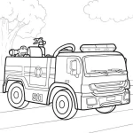 imprimer coloriage Camion de pompier pour enfant