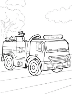 imprimer coloriage Camion de pompier pour enfant