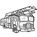 coloriage Camion de pompier a imprimer pour enfant de 4 ans