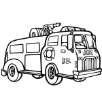 coloriage Camion de pompier à imprimer pour enfant de 6 ans