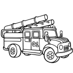coloriage Camion de pompier à imprimer pour enfant de 2 ans