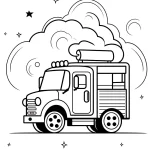 coloriage Camion de pompier a imprimer pour enfant de 4 ans