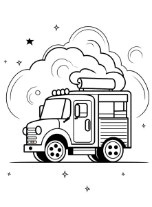 coloriage Camion de pompier a imprimer pour enfant de 4 ans